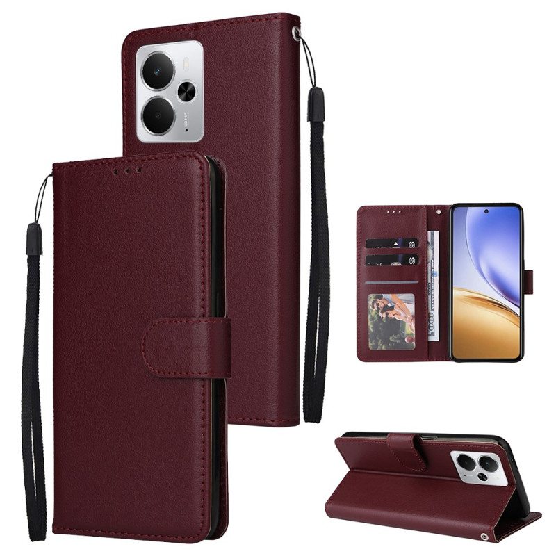 Nahkakotelo Realme 14t 5g Yksivärinen Hihna