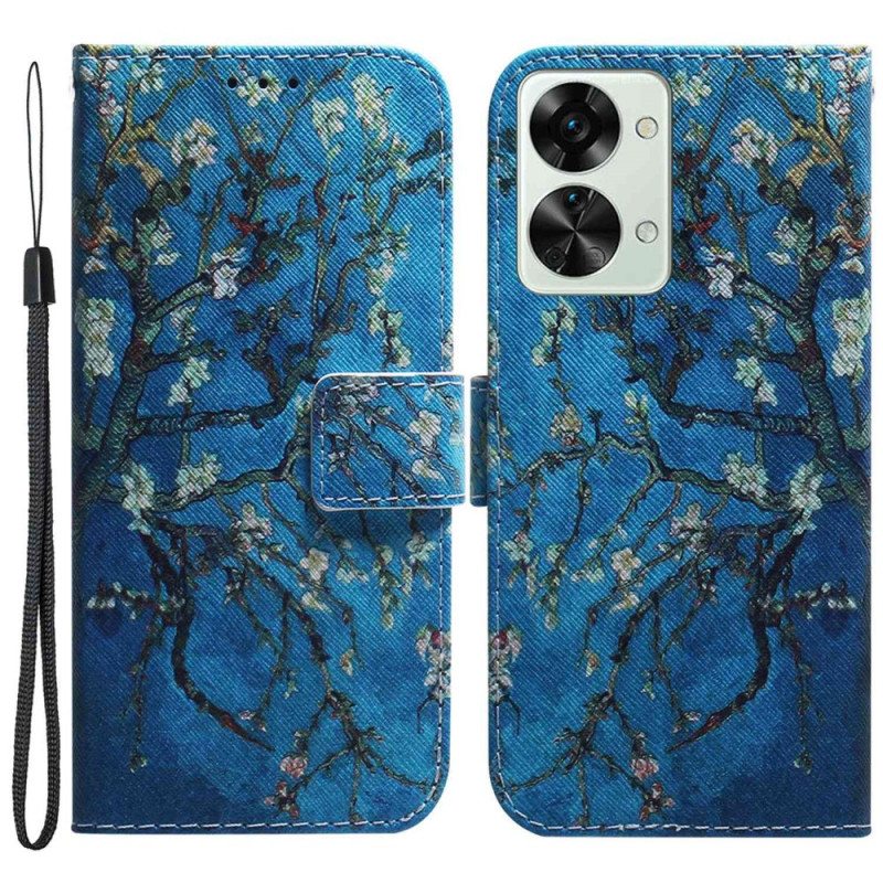 Kotelot OnePlus Nord 2T 5G Suojaketju Kuori Strappy Aprikoosin Kukat