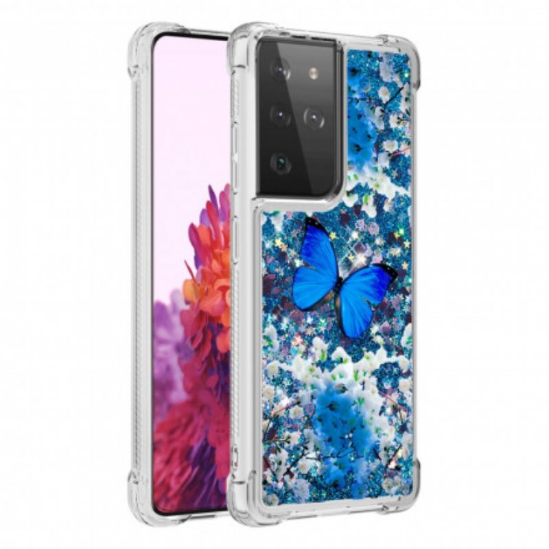 Case Samsung Galaxy S21 Ultra 5G Glitter Blue Perhoset