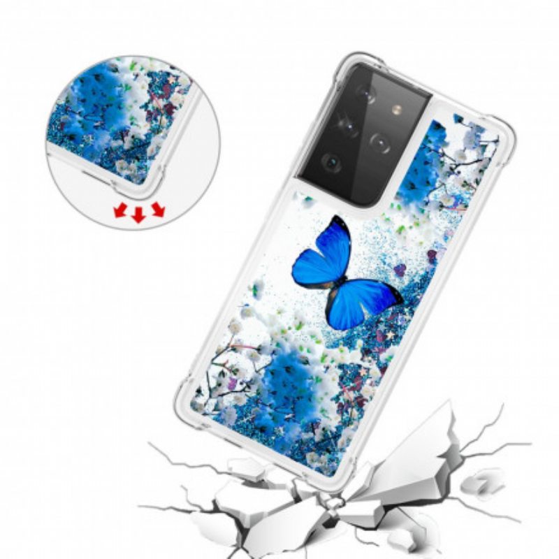 Case Samsung Galaxy S21 Ultra 5G Glitter Blue Perhoset