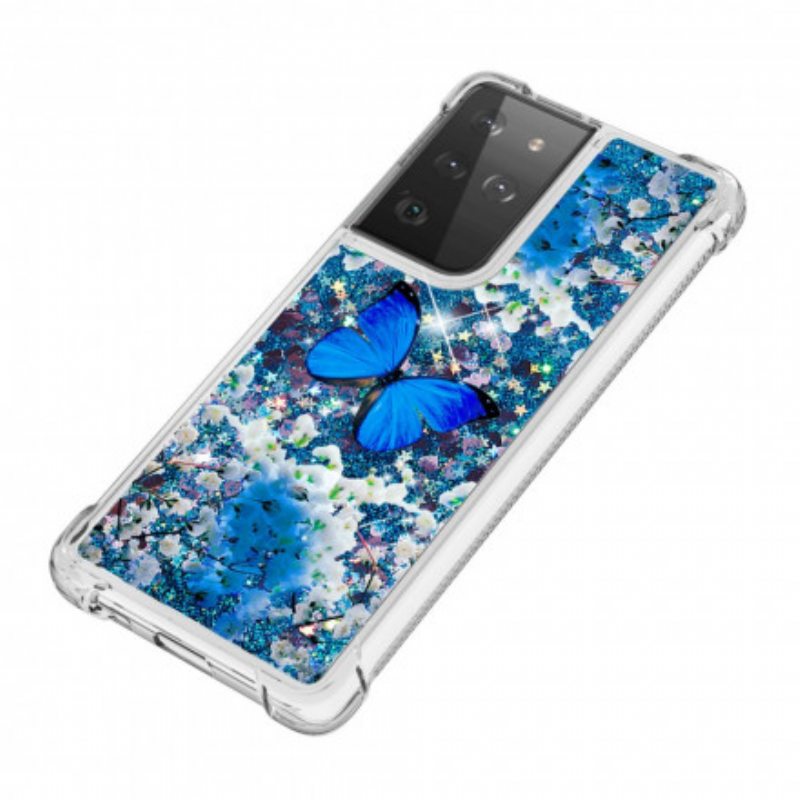Case Samsung Galaxy S21 Ultra 5G Glitter Blue Perhoset
