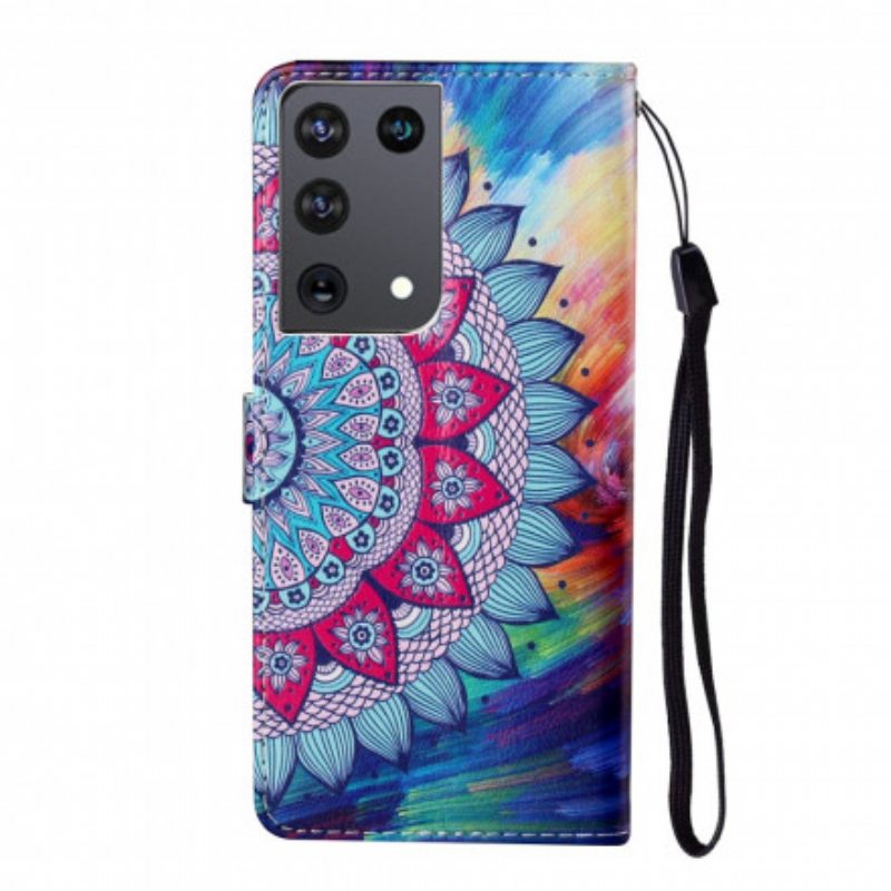 Flip Case Samsung Galaxy S21 Ultra 5G Kuningas Mandala