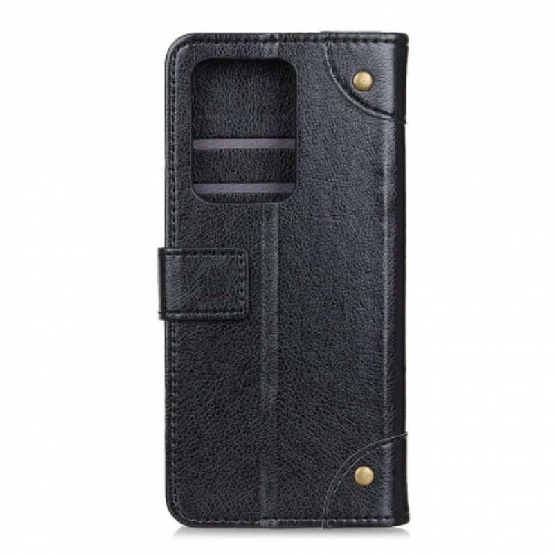 Kotelot Samsung Galaxy S21 Ultra 5G Antiikkinen Nappan Nahkaefekti