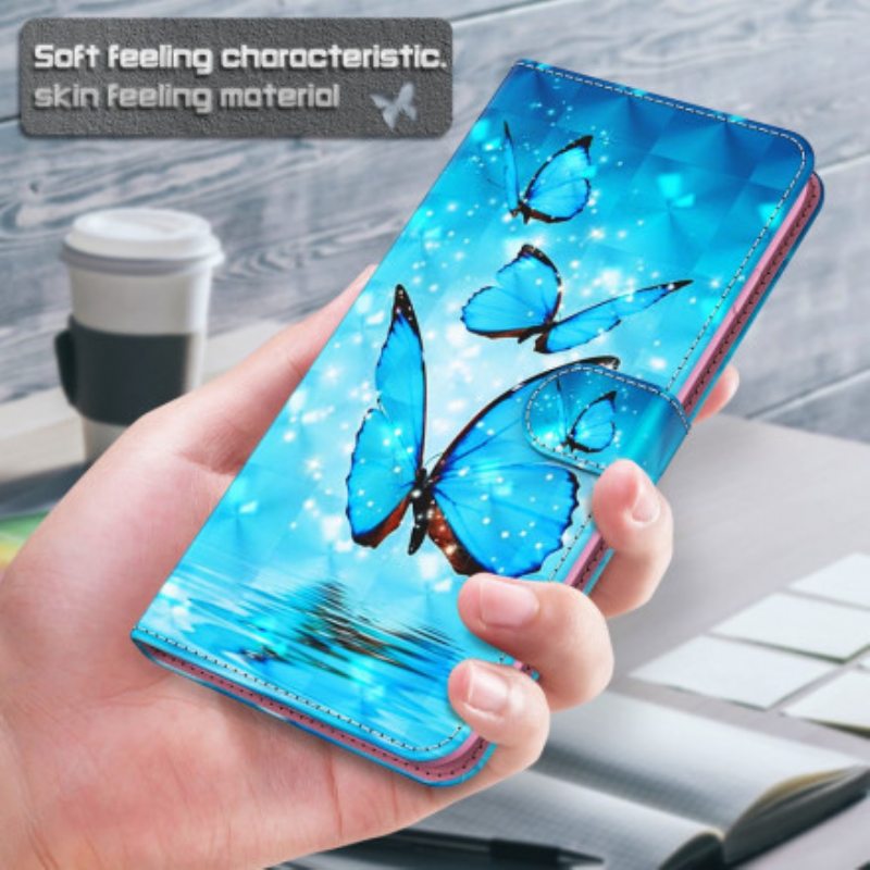 Kotelot Samsung Galaxy S21 Ultra 5G Lentävät Siniset Perhoset