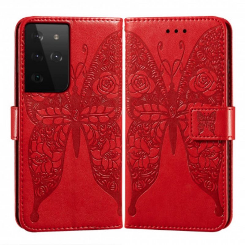 Kotelot Samsung Galaxy S21 Ultra 5G Perhosten Kukkakuvio