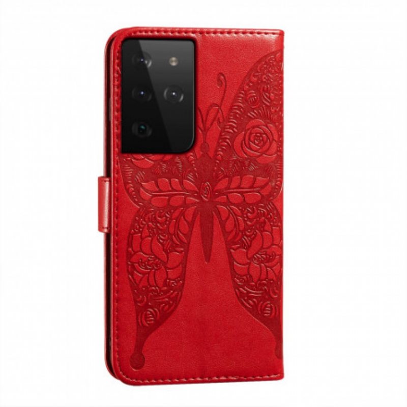 Kotelot Samsung Galaxy S21 Ultra 5G Perhosten Kukkakuvio