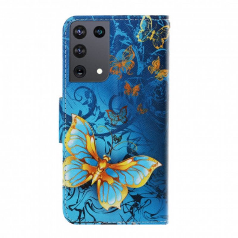 Kotelot Samsung Galaxy S21 Ultra 5G Suojaketju Kuori Perhosten Hihnan Muunnelmia