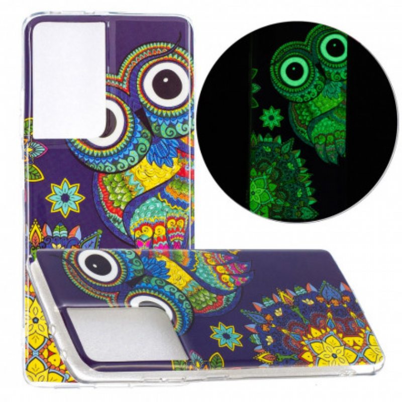 Kuori Samsung Galaxy S21 Ultra 5G Fluoresoiva Pöllön Mandala