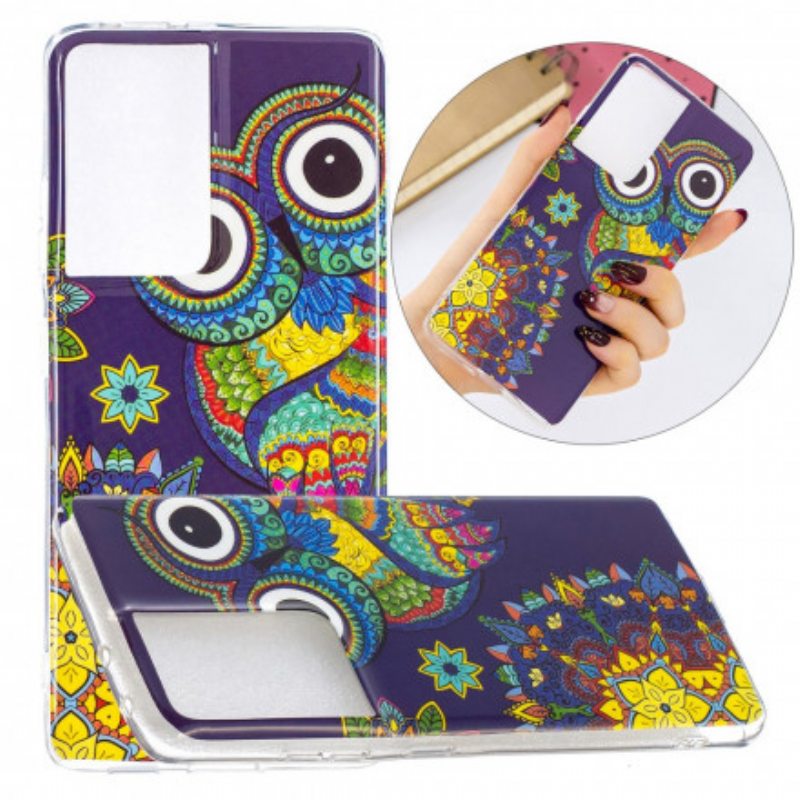 Kuori Samsung Galaxy S21 Ultra 5G Fluoresoiva Pöllön Mandala