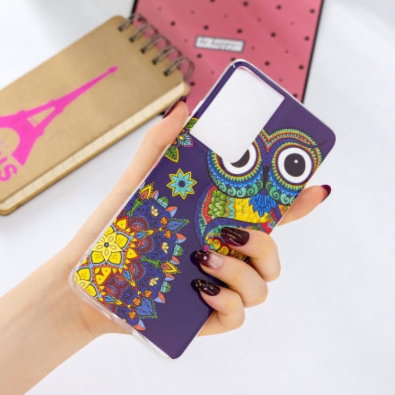 Kuori Samsung Galaxy S21 Ultra 5G Fluoresoiva Pöllön Mandala