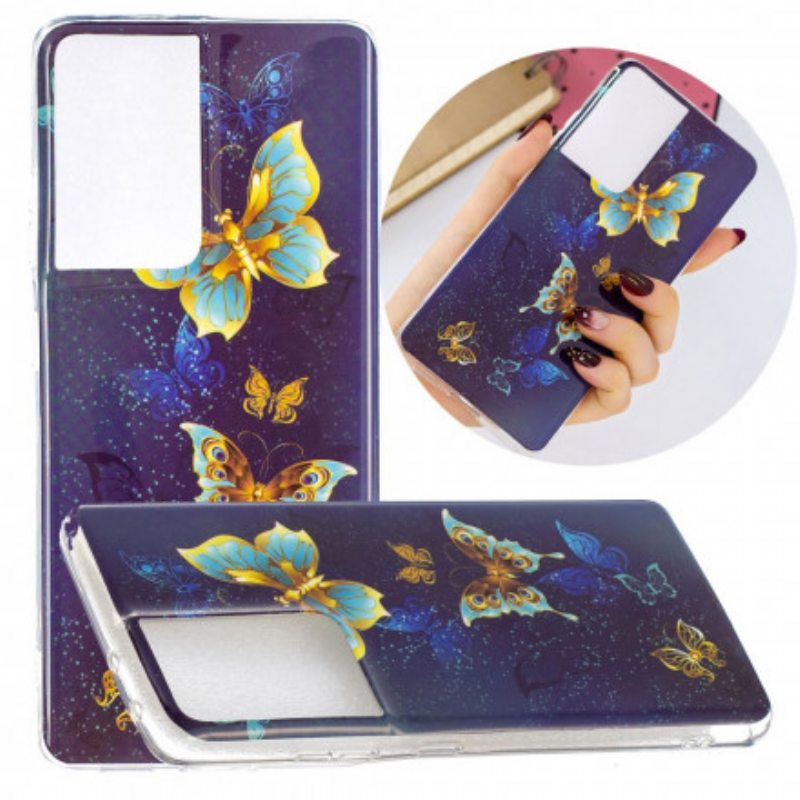 Kuori Samsung Galaxy S21 Ultra 5G Fluoresoivat Perhoset -sarja