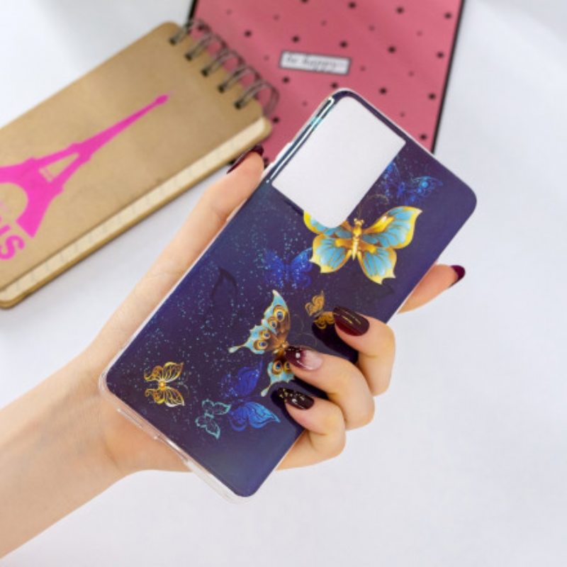 Kuori Samsung Galaxy S21 Ultra 5G Fluoresoivat Perhoset -sarja