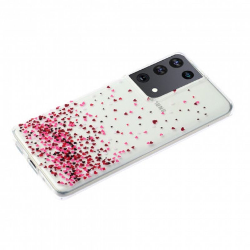 Kuori Samsung Galaxy S21 Ultra 5G Saumaton Useita Sydämiä