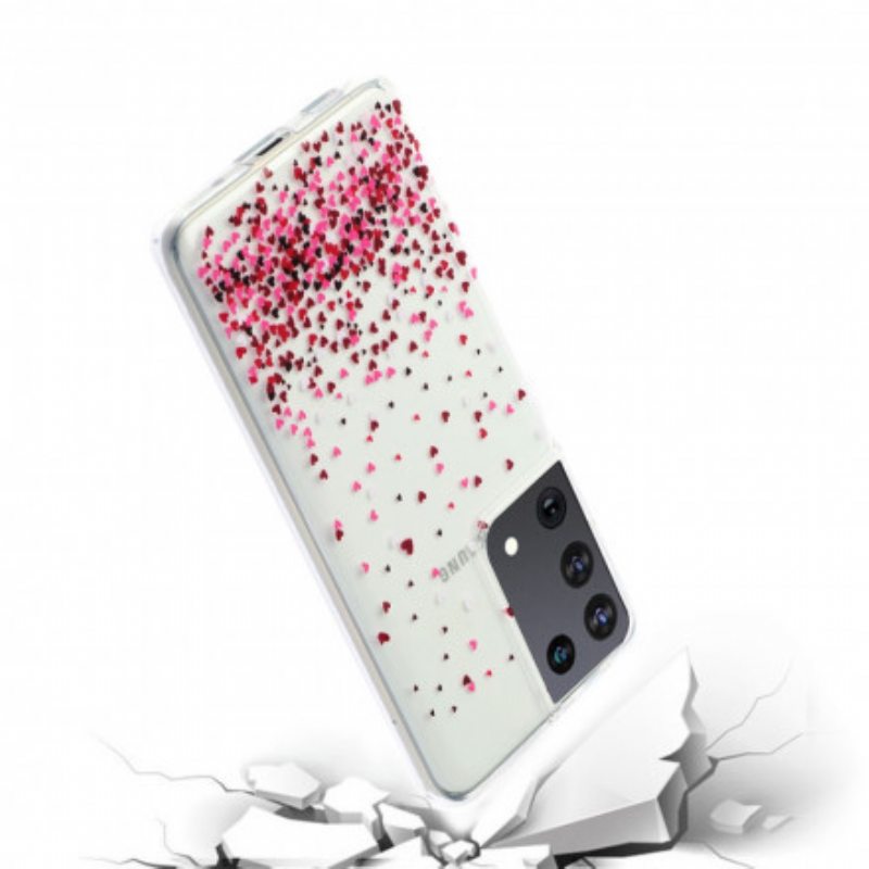 Kuori Samsung Galaxy S21 Ultra 5G Saumaton Useita Sydämiä