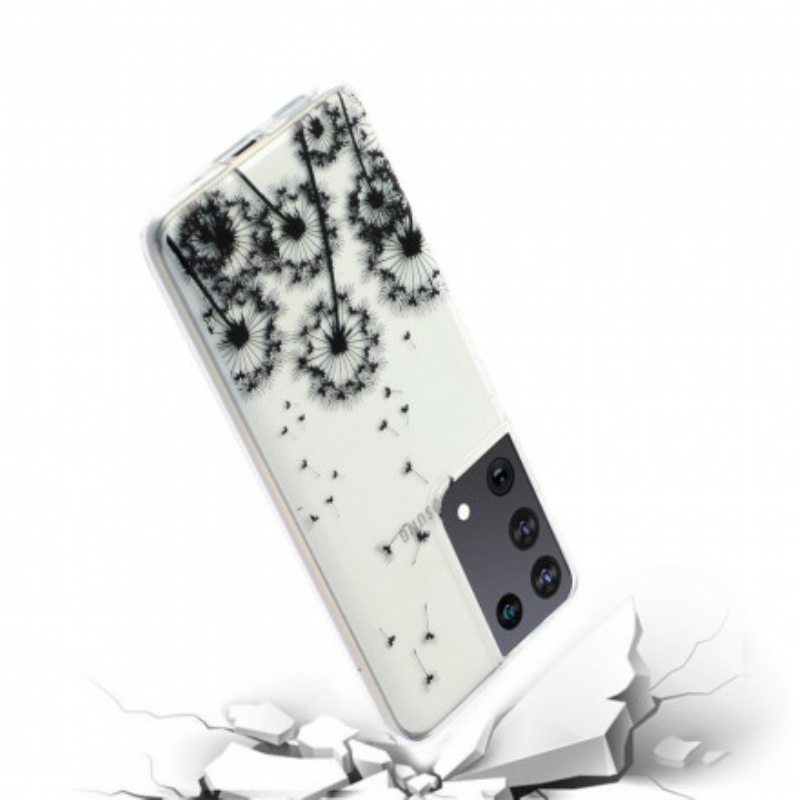 Kuori Samsung Galaxy S21 Ultra 5G Saumattomat Mustat Voikukat