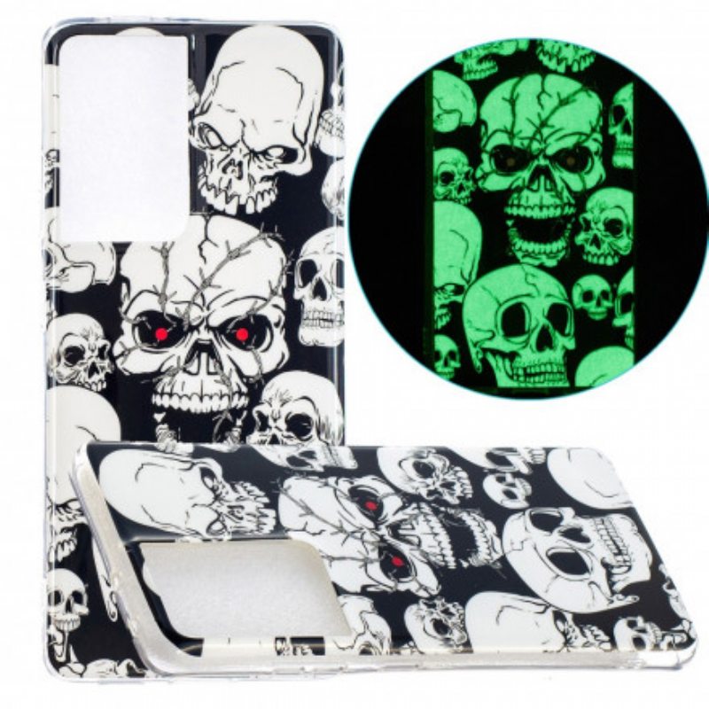 Kuori Samsung Galaxy S21 Ultra 5G Varoitus Fluoresoivat Kallot