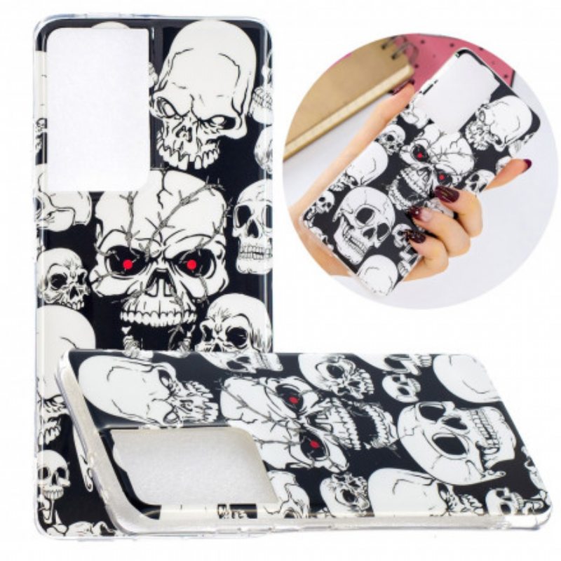 Kuori Samsung Galaxy S21 Ultra 5G Varoitus Fluoresoivat Kallot