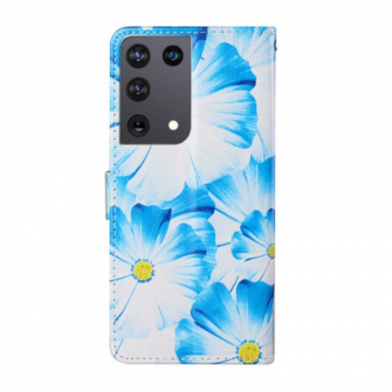 Nahkakotelo Samsung Galaxy S21 Ultra 5G Hullut Kukat