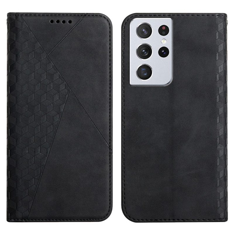 Puhelinkuoret Samsung Galaxy S21 Ultra 5G Kotelot Flip Geo-nahkaefekti
