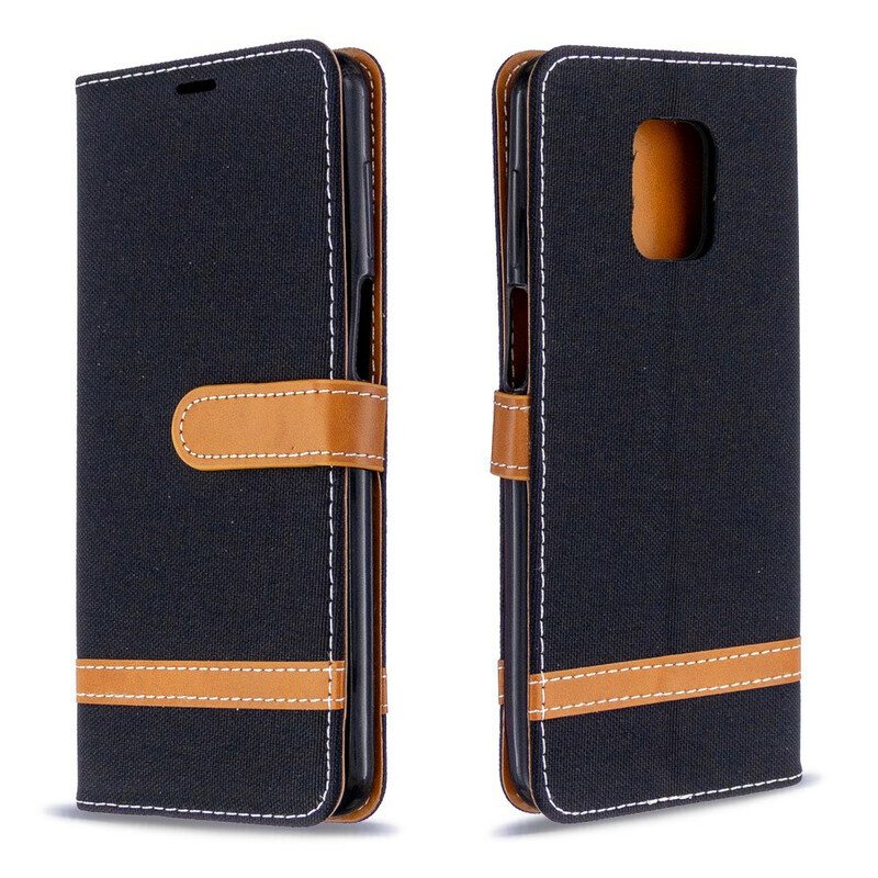 Kotelot Xiaomi Redmi Note 9S / 9 Pro Suojaketju Kuori Kangas- Ja Nahkaefektihihna