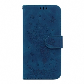 Kotelot Samsung Galaxy A14 / A14 5G Suojaketju Kuori Strappy Ruusut Ja Perhoset