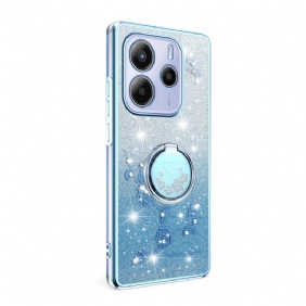 Kuori Xiaomi Redmi Note 14 4g Strassilla Ja Kukalla Koristeltu Sormusteline