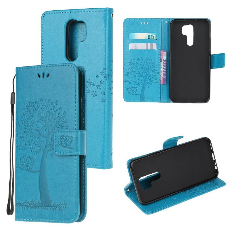 Kotelot Xiaomi Redmi 9 Suojaketju Kuori Tangapuu Ja Pöllöt