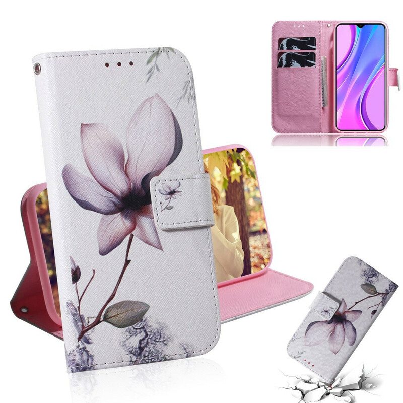 Nahkakotelo Xiaomi Redmi 9 Flower Dusty Pink