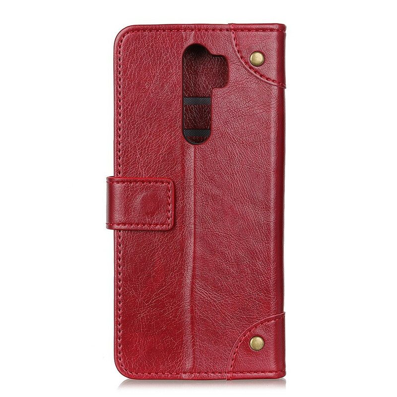 Nahkakotelo Xiaomi Redmi 9 Tyylikkäät Nappan Nahkaiset Vintage-niitit