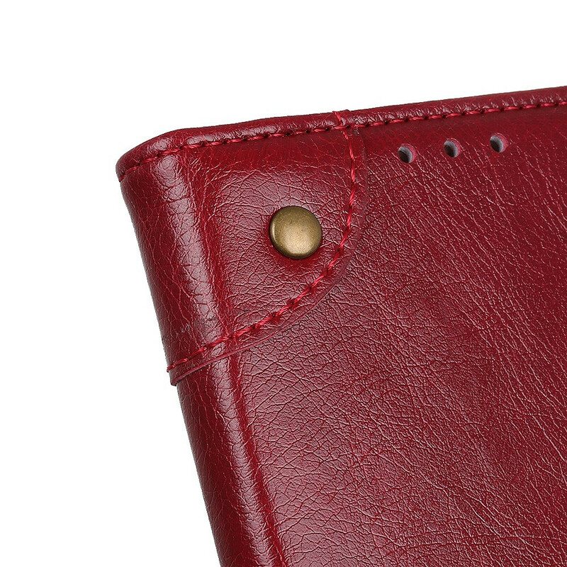 Nahkakotelo Xiaomi Redmi 9 Tyylikkäät Nappan Nahkaiset Vintage-niitit