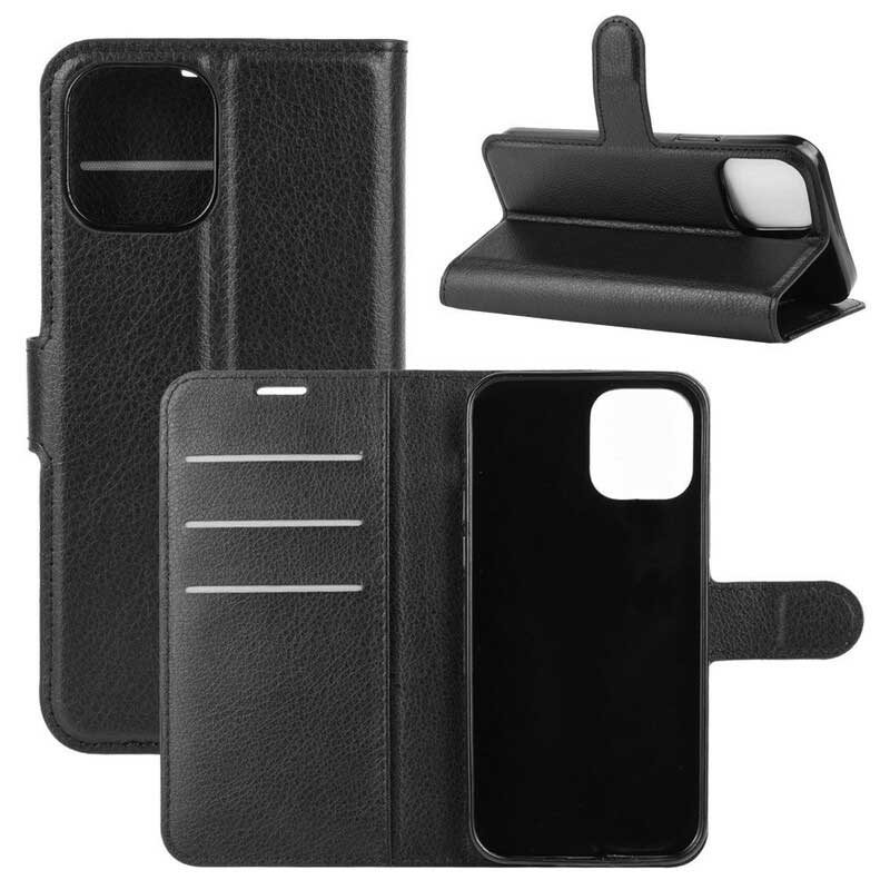 Kotelot iPhone 12 Mini Klassinen Litsi-nahkaefekti