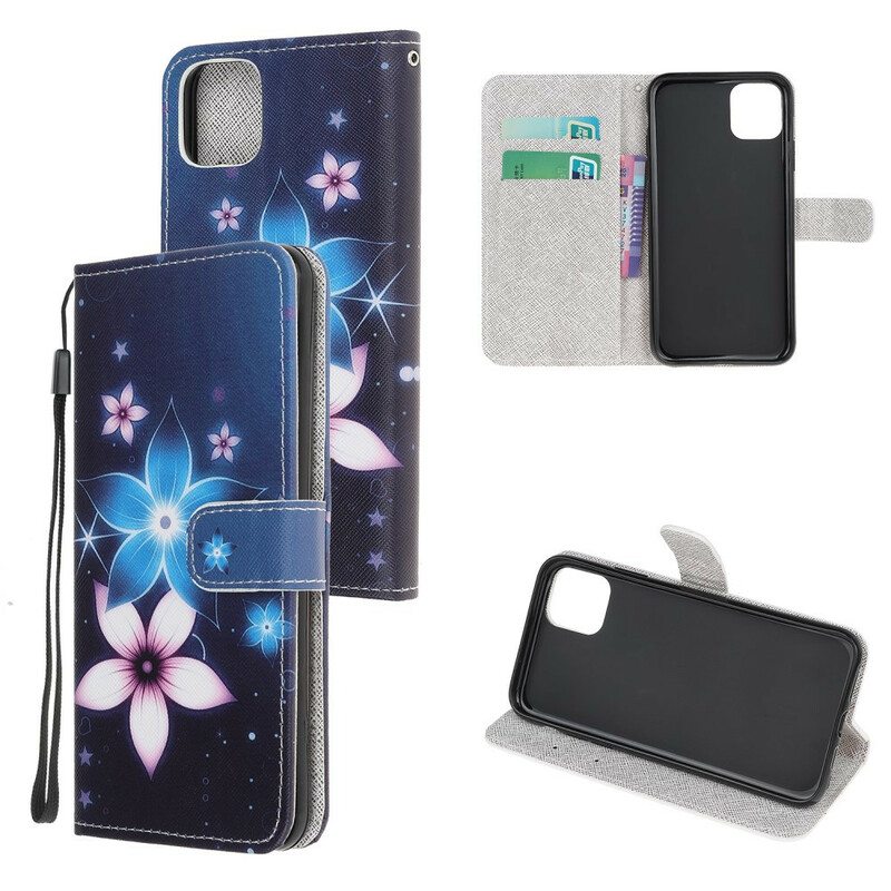 Kotelot iPhone 12 Mini Suojaketju Kuori Kuun Hihnan Kukat