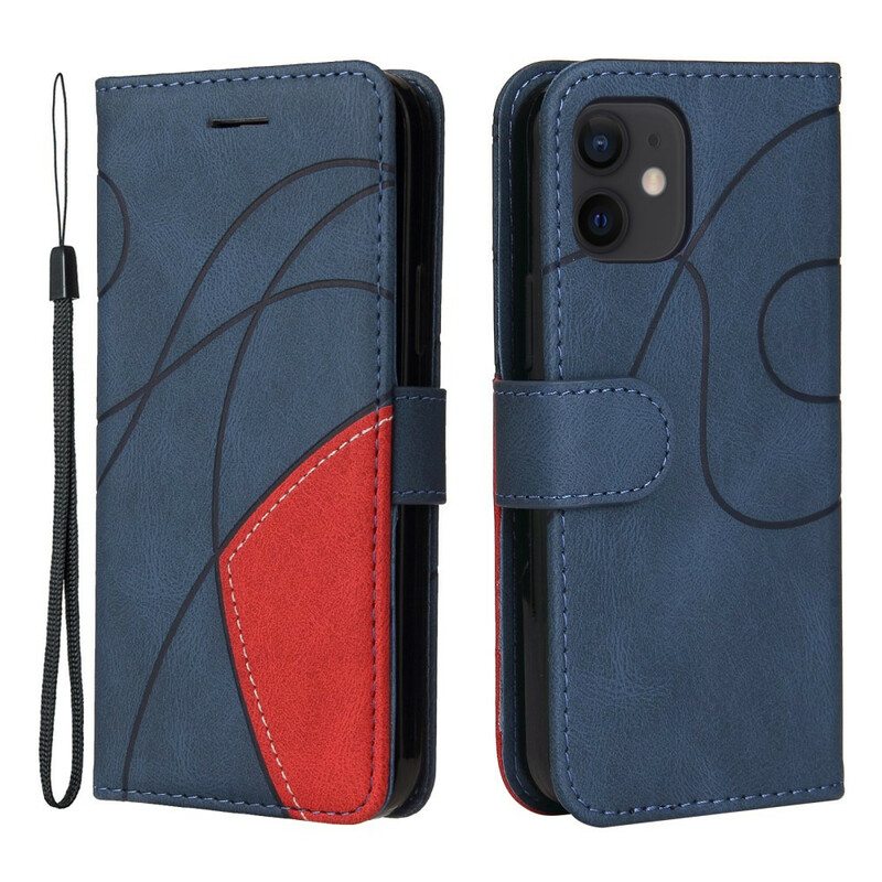 Nahkakotelo iPhone 12 Mini Kaksivärinen Muotoilu Keinonahkaa