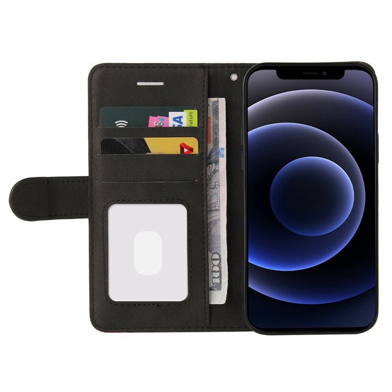 Nahkakotelo iPhone 12 Mini Kaksivärinen Muotoilu Keinonahkaa