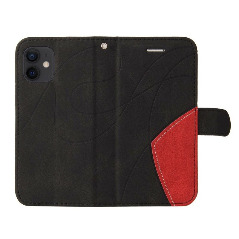 Nahkakotelo iPhone 12 Mini Kaksivärinen Muotoilu Keinonahkaa