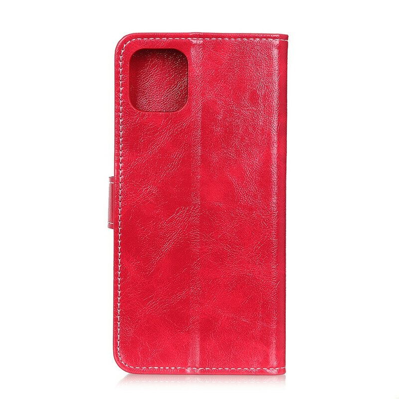 Nahkakotelo iPhone 12 Mini Kiiltävät Ja Näkyvät Saumat