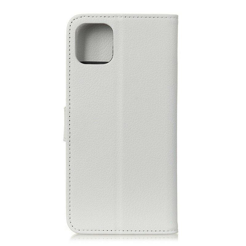 Nahkakotelo iPhone 12 Mini Litsi Tekonahkaa