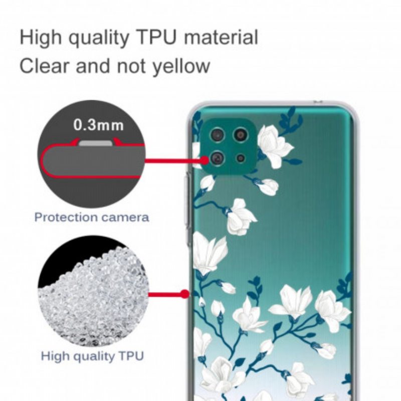 Case Samsung Galaxy A22 5G Valkoiset Kukat