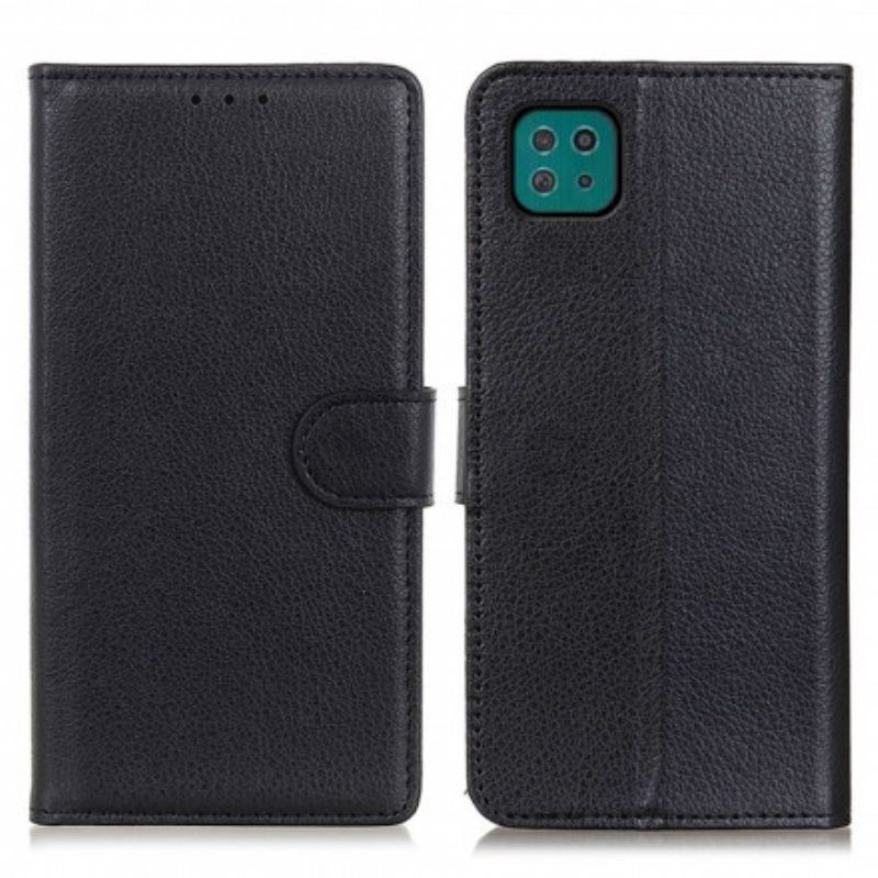 Flip Case Samsung Galaxy A22 5G Perinteinen Litchi Faux Leather