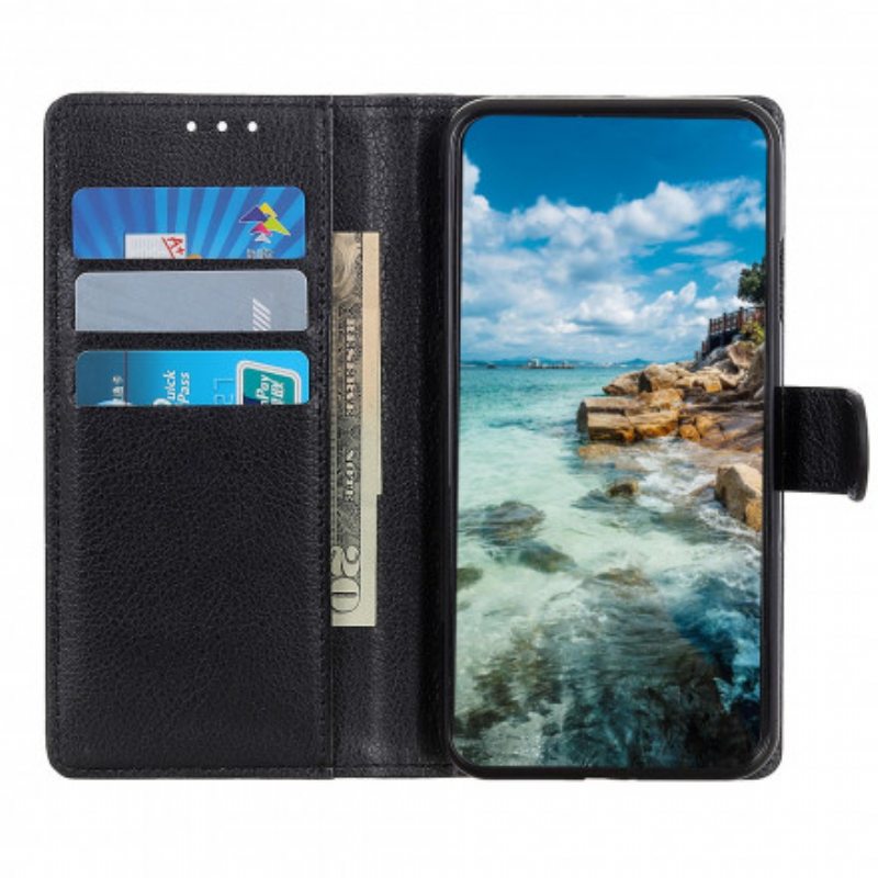 Flip Case Samsung Galaxy A22 5G Perinteinen Litchi Faux Leather