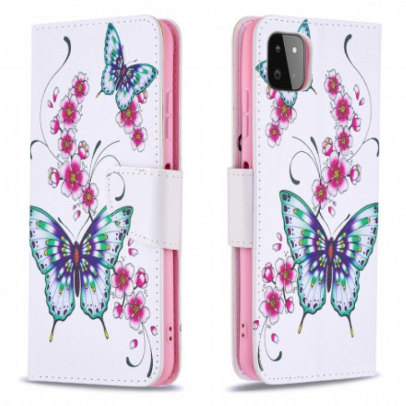 Kotelot Samsung Galaxy A22 5G Akvarelliperhosia