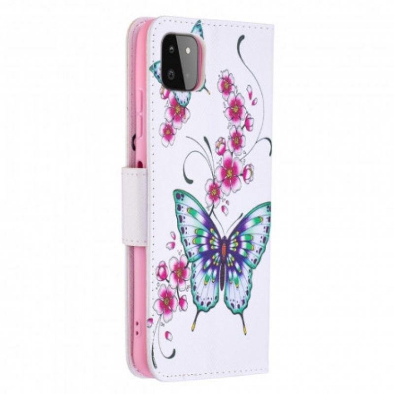Kotelot Samsung Galaxy A22 5G Akvarelliperhosia