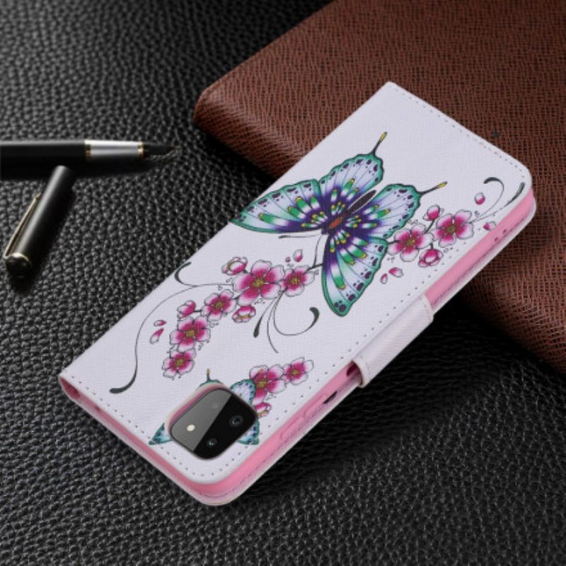 Kotelot Samsung Galaxy A22 5G Akvarelliperhosia