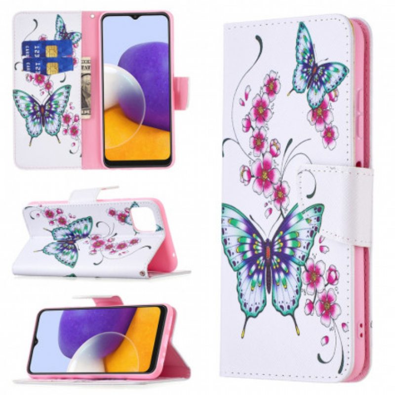 Kotelot Samsung Galaxy A22 5G Akvarelliperhosia