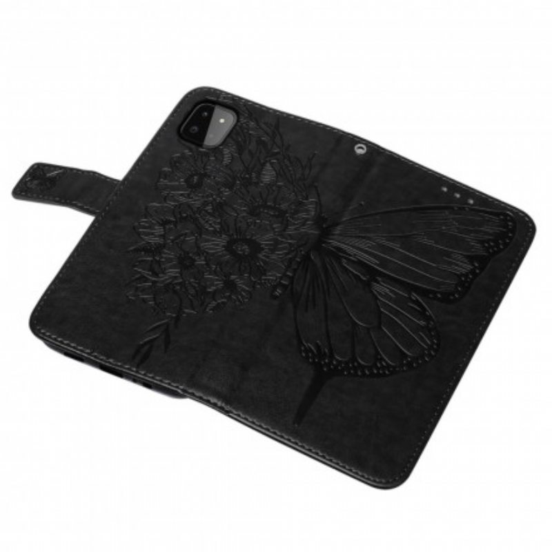 Kotelot Samsung Galaxy A22 5G Butterfly Design Kaulanauhalla