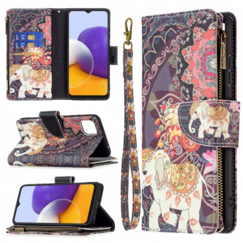 Kotelot Samsung Galaxy A22 5G Elephant Vetoketjullinen Tasku