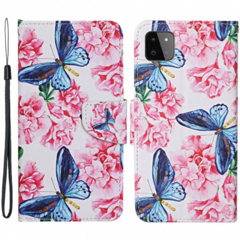 Kotelot Samsung Galaxy A22 5G Perhoset Kukkanauha