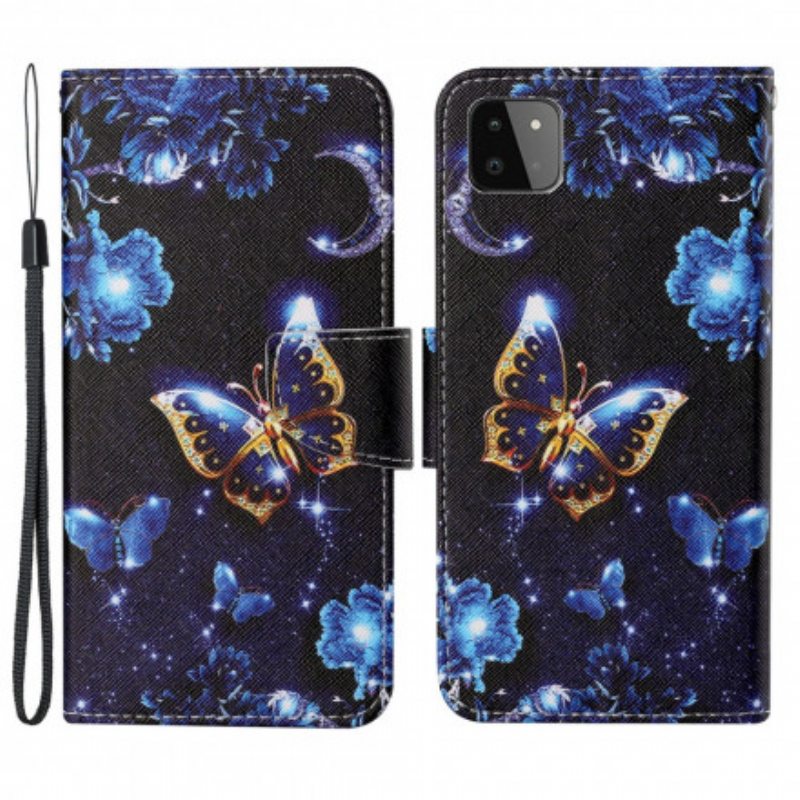 Kotelot Samsung Galaxy A22 5G Suojaketju Kuori Arvokkaita Stringiperhosia