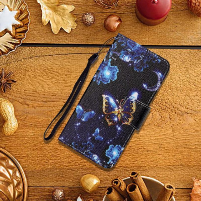Kotelot Samsung Galaxy A22 5G Suojaketju Kuori Arvokkaita Stringiperhosia