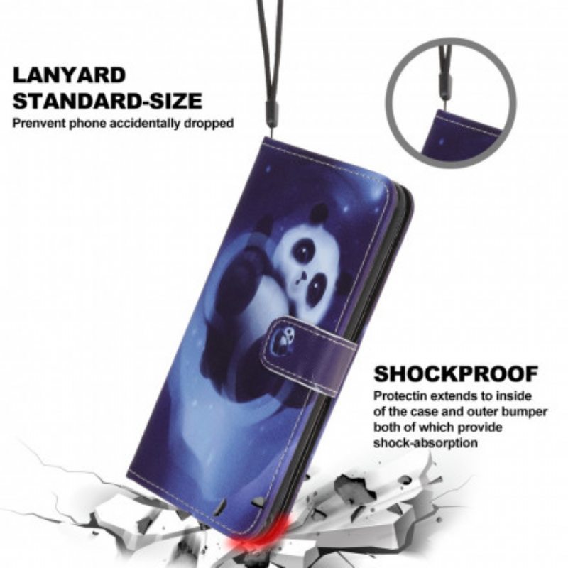 Kotelot Samsung Galaxy A22 5G Suojaketju Kuori Panda Space Kaulanauhalla